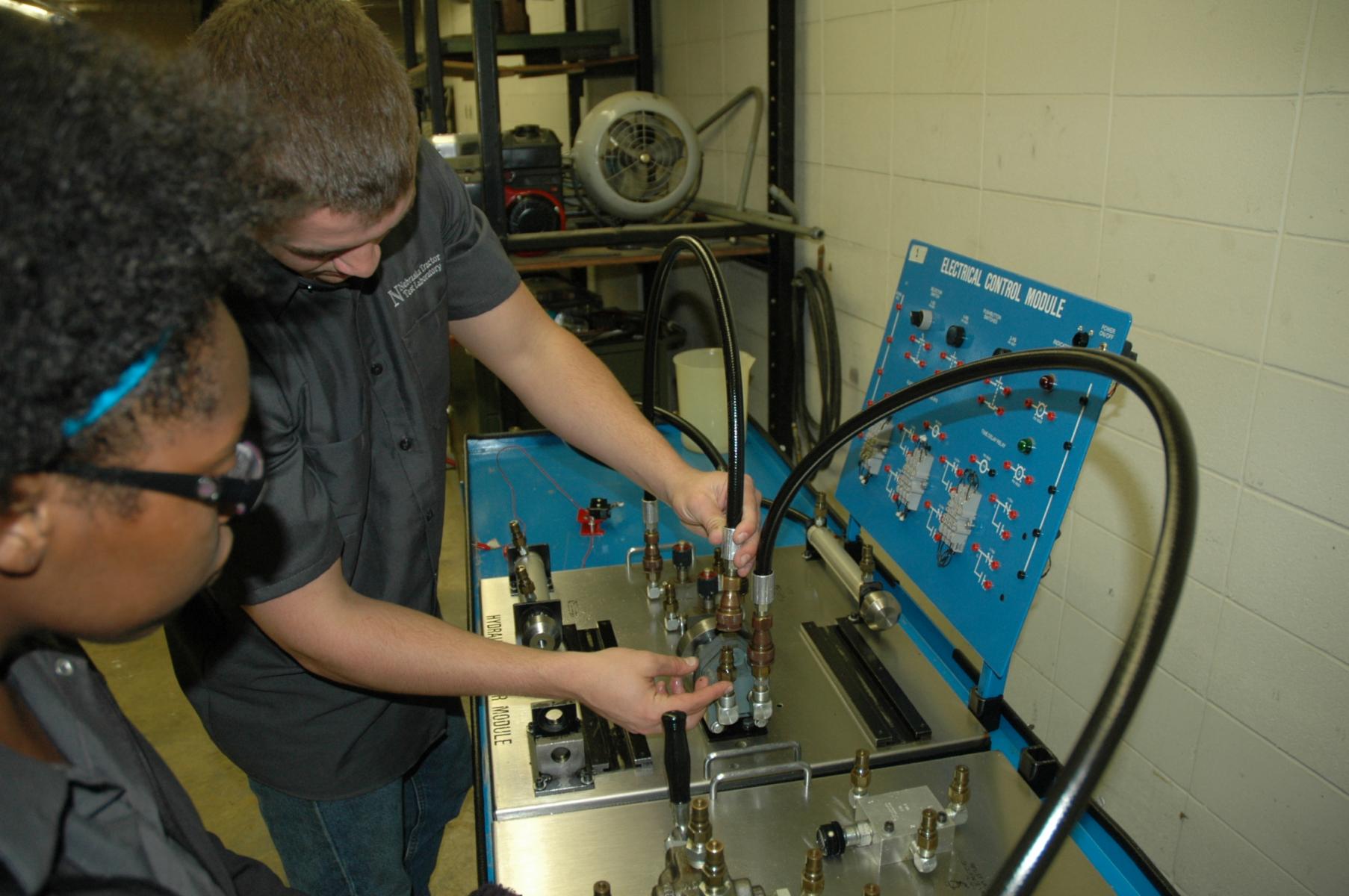 Students in hydraulics lab